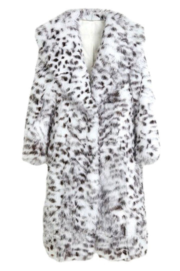 Svart Vit Leopard Mönster Lång Kvinnors Kappa